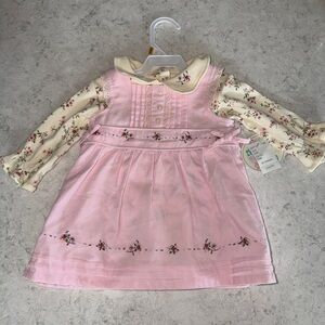 Floral Pink Baby Dress with Cream Top